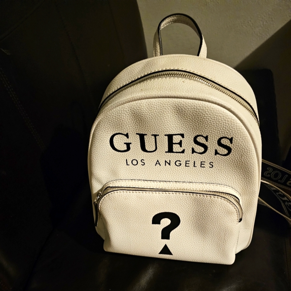 NWT Guess Los Angeles white leather backpack